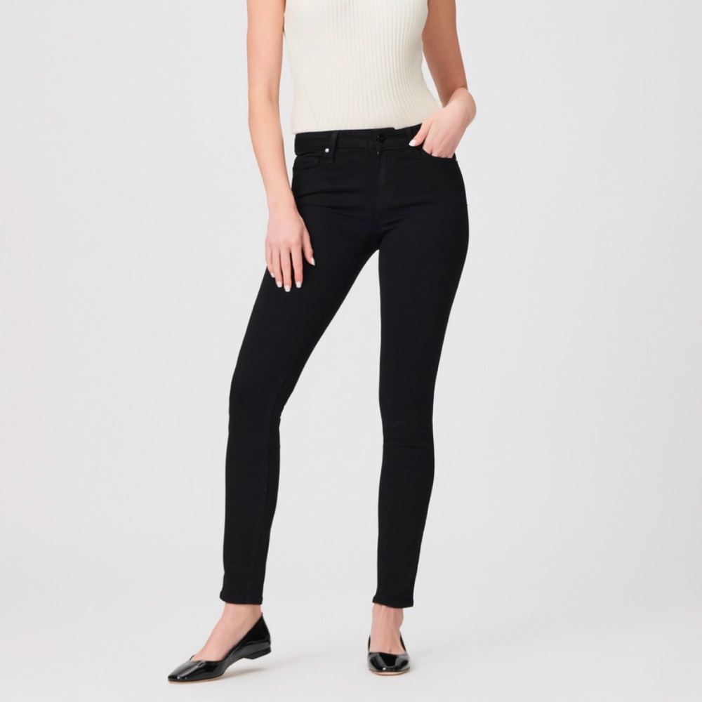 PAIGE Skyline Skinny Midrise Jeans in Black Shadow Wash